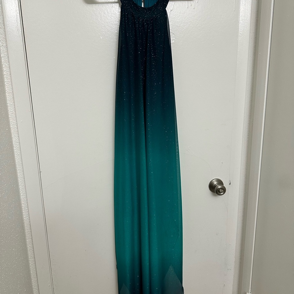 VENUS Teal Sparkle Maxi Halter Dress